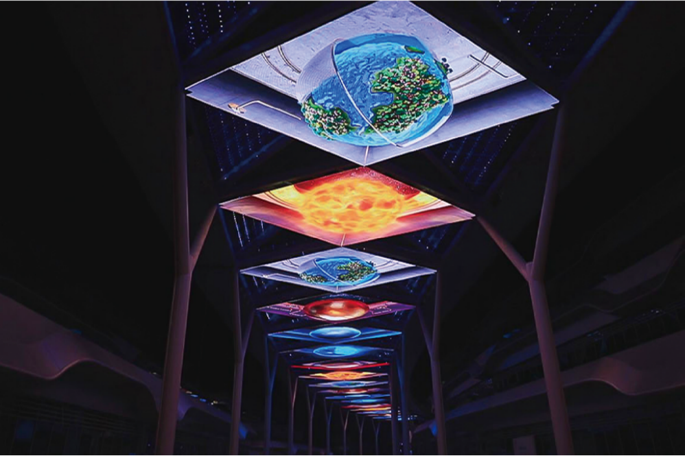 LED顯示屏透明屏與天幕的獨特組合應用